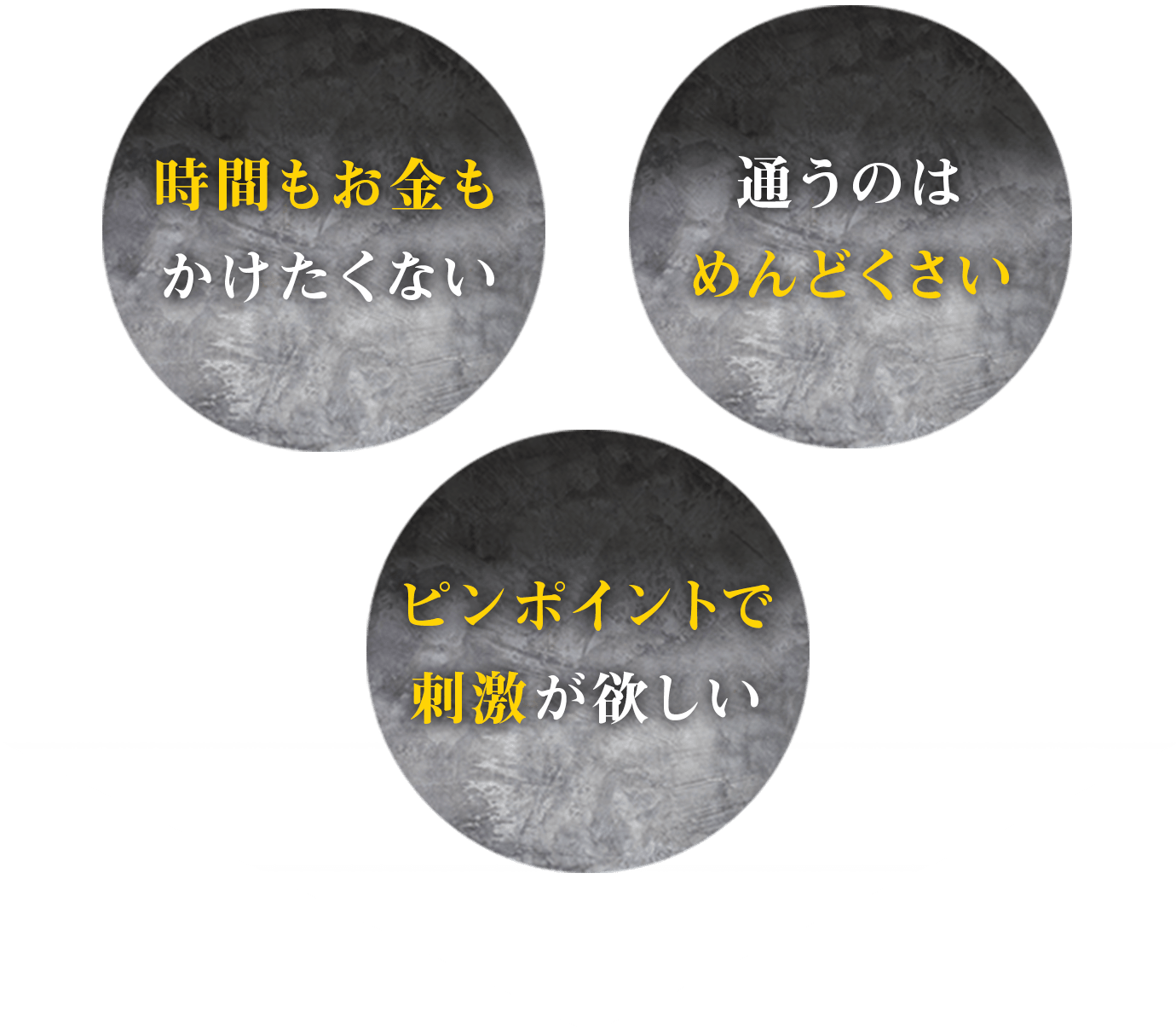 「時間もお金もかけたくない」「通うのはめんどくさい」「ピンポイントで刺激が欲しい」